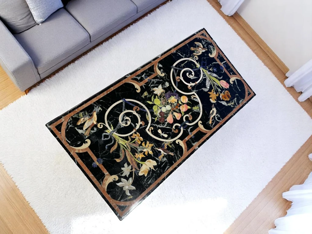 Luxurious Pietradura Inlay Dining Room Table In India 